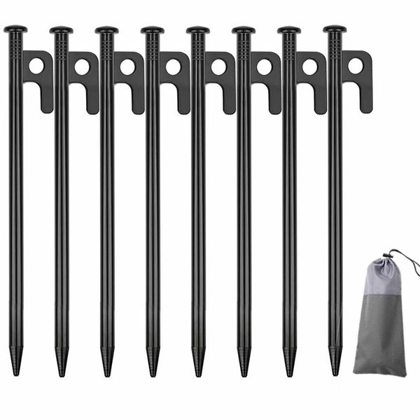 8 Piece Tent Stakes Heavy Duty Metal Tent Pegs Unbreakable And Inflexible