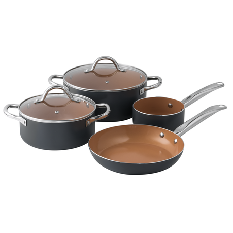 6-Piece Granite/Marble Coated Aluminium Cookware Set Beige 6-Piece