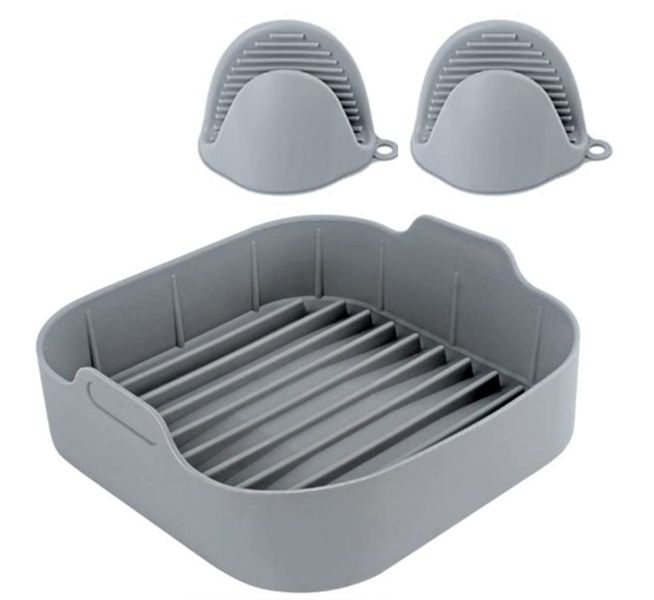 Reusable Silicone Air Fryer Liner,Includes Heat-Resistant Gloves.