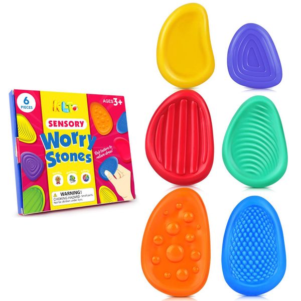 6 Children's Sensory Stones, Decompression Toys with Soft Silicone Patterns
