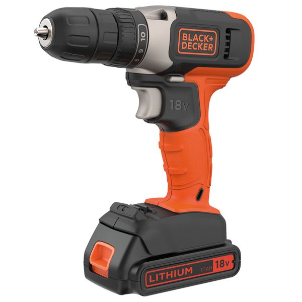 BLACK+DECKER 18V Cordless Drill Driver + 2 Batteries + 200mA Charger