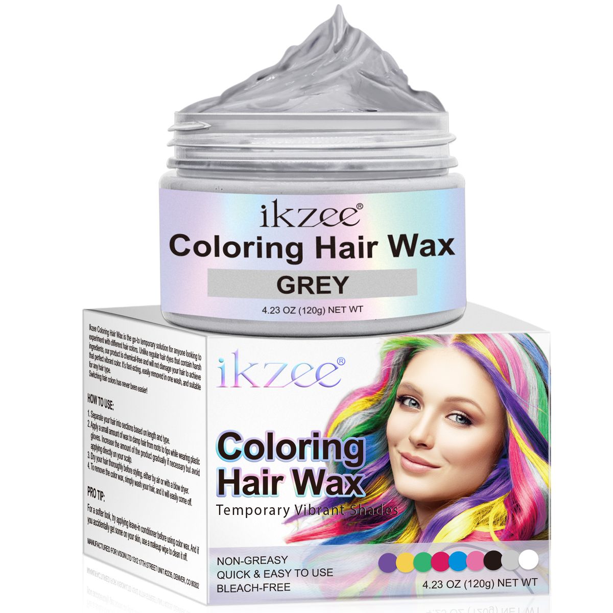 Grey Hair Color Wax - Temporary, Washable Styling Wax for Men & Women