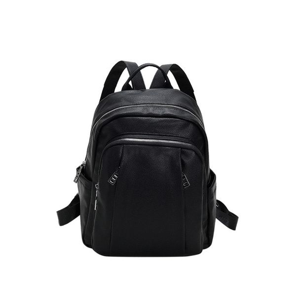 Women's Pu Leather Backpacks-8003 Black