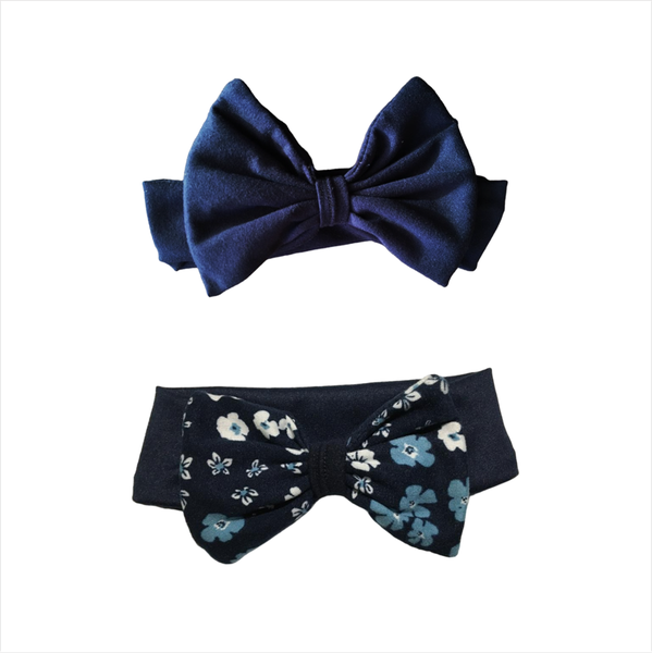 Matching Headbands - 2 Pack - Navy and Navy Flowers