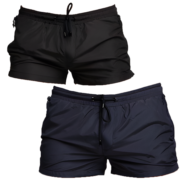 2 Pcs Men's Athletic Pant Quick Dry Shorts Running Swimming Sport Trunks
