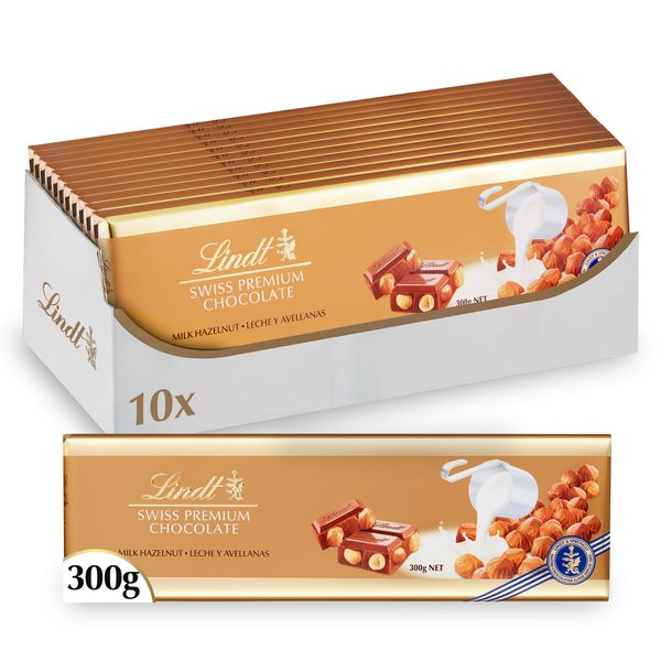 Lindt Gold Bar Milk Hazelnut - 10 x 300g