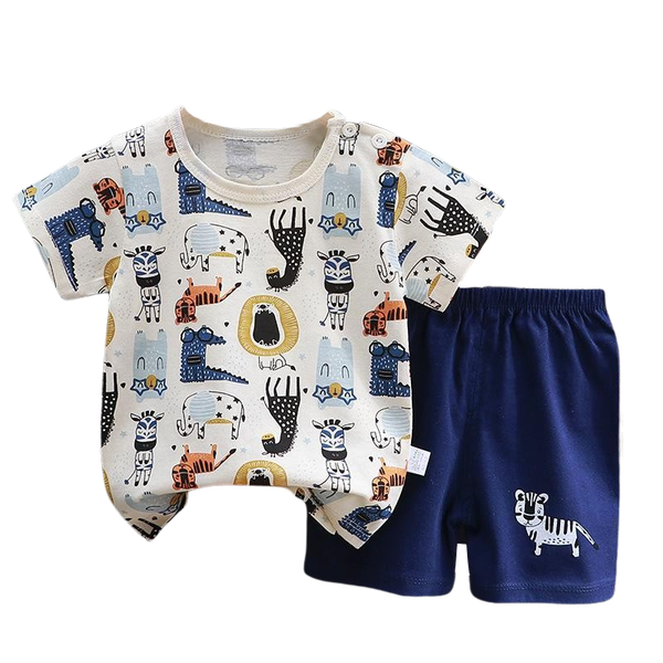 Boys Short Sleeve Summer Pyjamas - Wild Animals