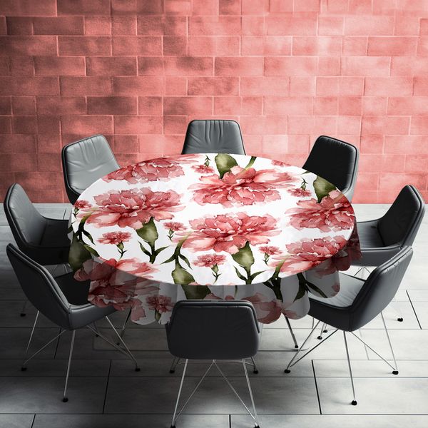 Duskie Red Flowers Round Tablecloth by Mark van Vuuren
