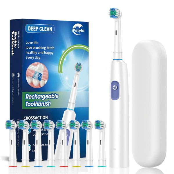 IPSTYLE Electric Toothbrush Rechargeable Rotary Adult Waterproof with Timer