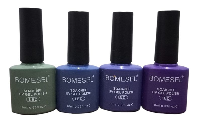 Bomesel UV Gel Nail Polish - Green and Blue Mix - 4 Pack