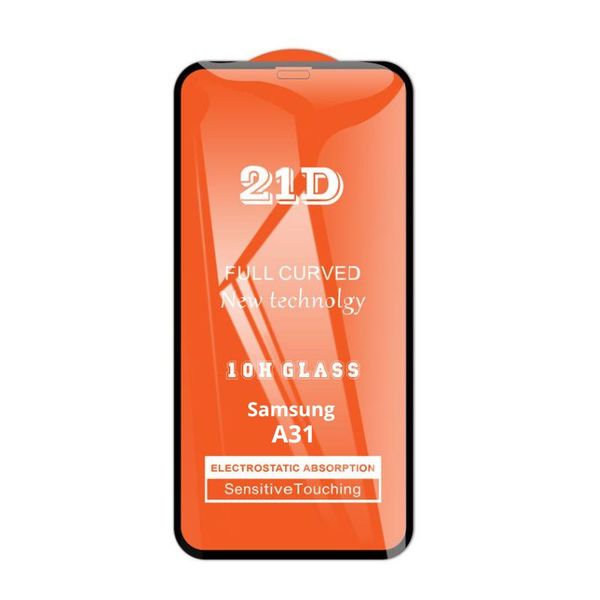 New 21D Full Cover Tempered Glass Screen Protector for Samsung A31 (2 Pack)