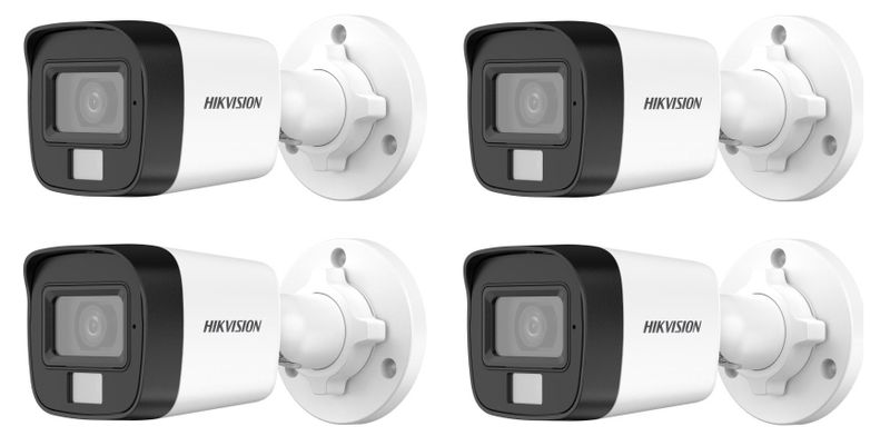 Hikvision 3K Smart Hybrid Light Audio Bullet Camera - 4 Set - SBR Bundle