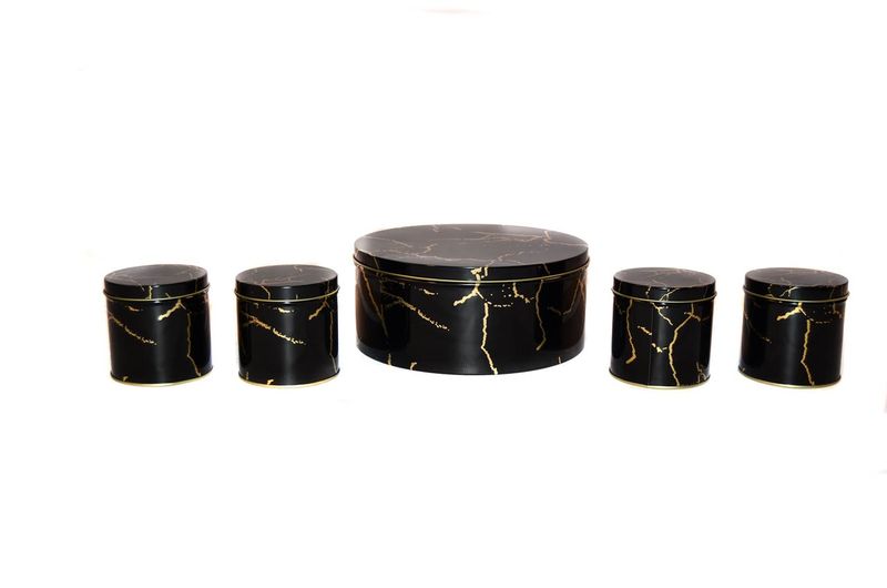 Metal Storage Tin Marble Design