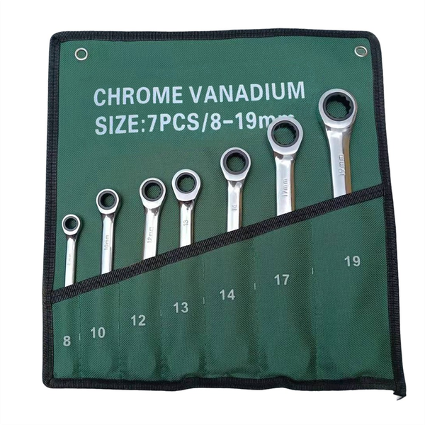 Dual-Purpose Ratchet Wrench 7-Piece Set In Cloth Bag Mirror Wrench