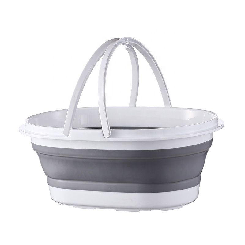 Pract Pack Collapsible Foldable Mop Bucket With Two Handles Grey
