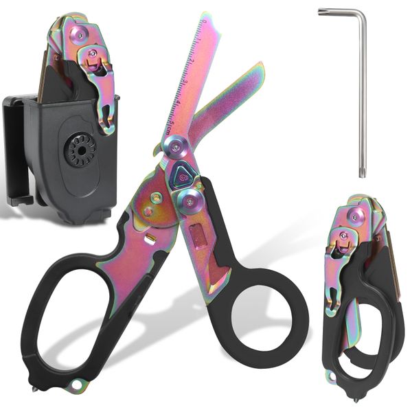 Portable 6 in 1 Emergency Scissors, Multifunction Stainless Steel Scissors