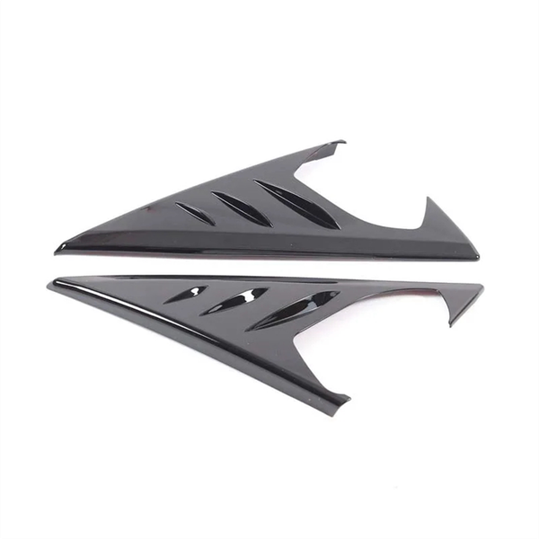 Rearview Mirror Side Window Spoiler Triangle Cover Bright Black