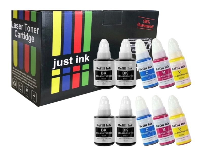 Compatible Canon GI-490 / G1400 / G2400 / G3400 Twin Multipack + 2 x Black