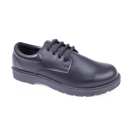 Hush Puppies Curtis Lace Up Black Action Leather Unisex School Shoes Image