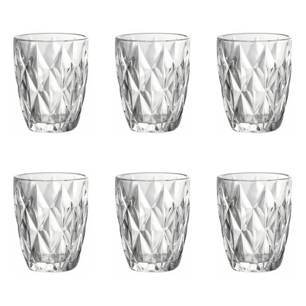 270ml Contemporary Diamond Glass Tumblers - 6 Pack
