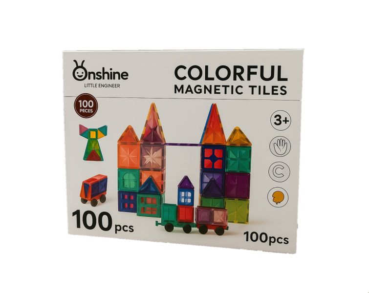 Onshine Colorful Magnetic Tiles - 100 Piece Starter Set