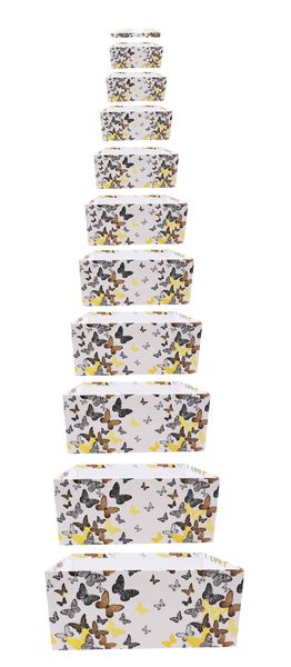 Butterfly Print 10-Piece Nesting Gift Box Set Storage Box with Lid