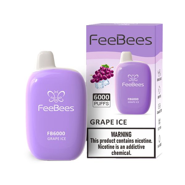 FeeBees Disposable 6000Puffs Vape Bar 30mg - Grape Ice 2 Piece