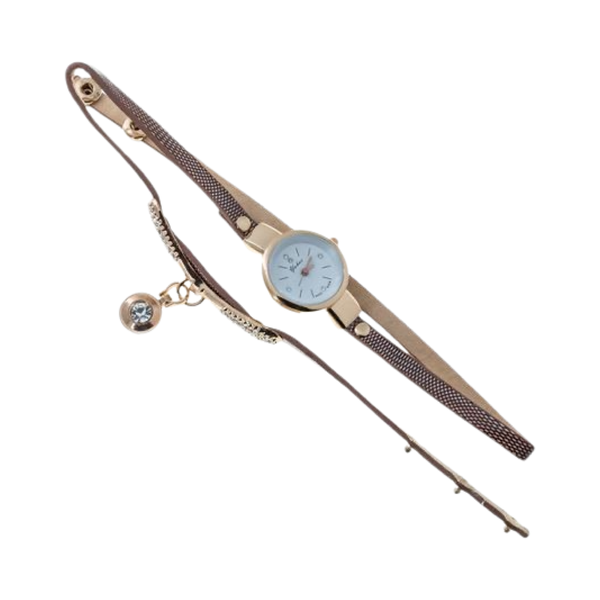 Watch Quartz with Diamond Bow Bracelet