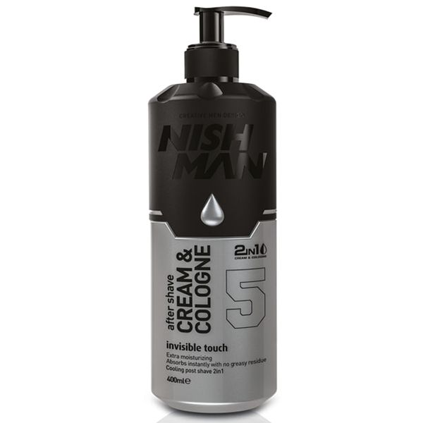 Nishman Aftershave 2 in 1 Cream &amp; Cologne 5 Invisible Touch 400ML