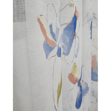 Cotton Canvas Delicate Floral Curtains (Set of 2)