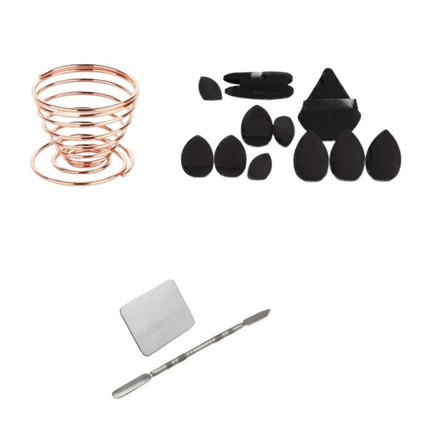 15 Piece Make-Up Spatula, Palette, Powder Puff and Beauty Blender