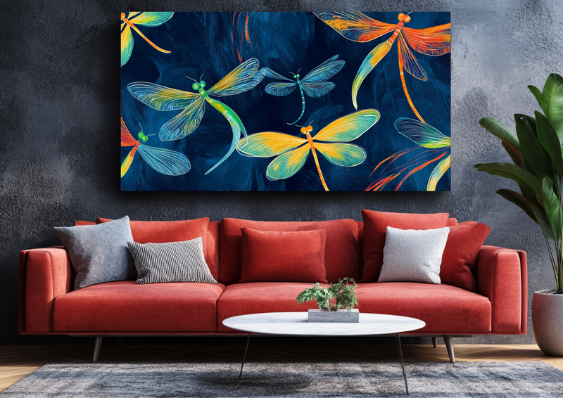 Canvas Wall Art - Gragonfly Dance in Bold Colours - BX0300