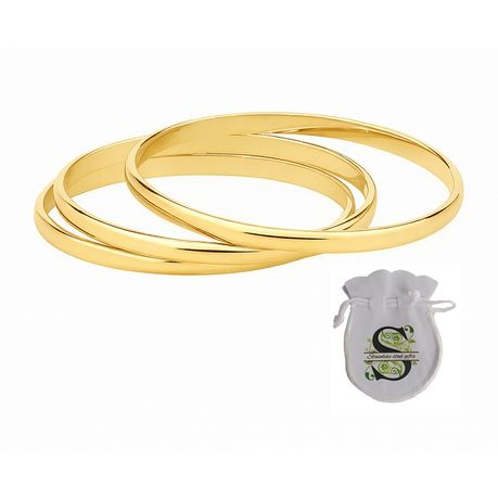 Stainless Steel 5mm Bangle set of 3 - Gold plated Image