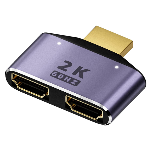 HDMI-Compatible 1 in 2 Out Splitter Adapter with LED Light