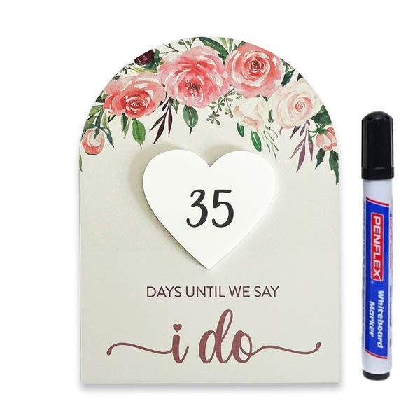 Floral Wedding Countdown I Do Bride Gift Magnet Sign With Whiteboard Pen
