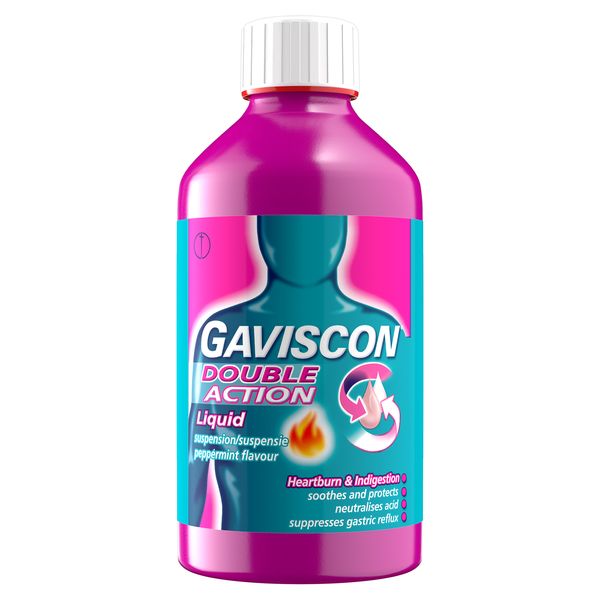 Gaviscon 600ml Double Action, Heartburn Medication, Liquid, Peppermint