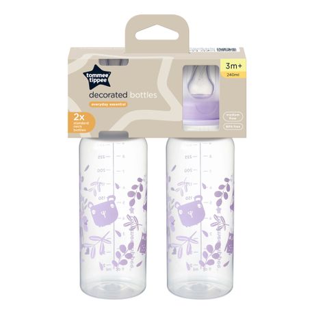 Tommee Tippee Closer To Nature Bottle 340ml 2 Pack 3m+ Decorated