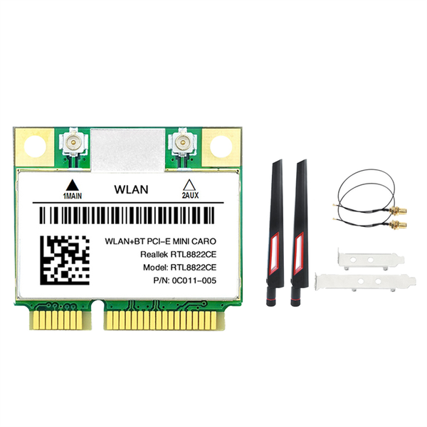 Rtl8822Ce Wifi Card +Antenna Kit 2 4G+5Ghz 802 11Ac Network Mini Pcie