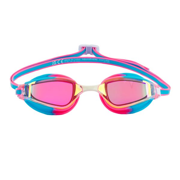 Aquasphere Fastlane - Pink Titanium Mirrored Lens - Pink/Blue Swim Goggles