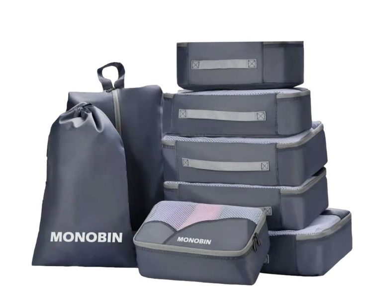 Monobin Packing Cubes - 8 Piece - Grey
