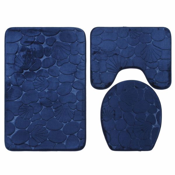 Ultra Soft Non-Slip Toilet Cover &amp; Bathroom Mat Set - 3-Piece