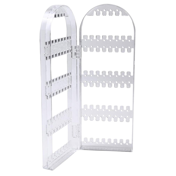 Clear Acrylic 2-Panel Folding Earring Stand &amp; Jewelry Organizer