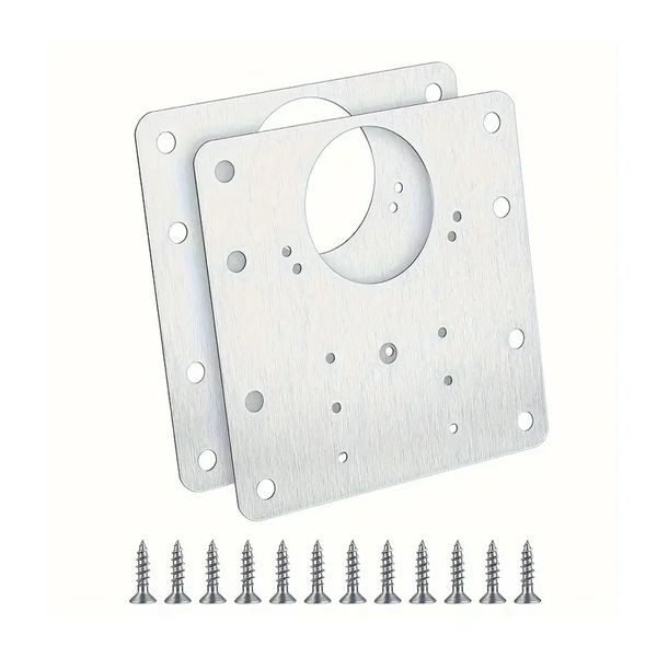 Cabinet Cupboard Door Hinges Repair Plate - 2 Plates With Screws Kit