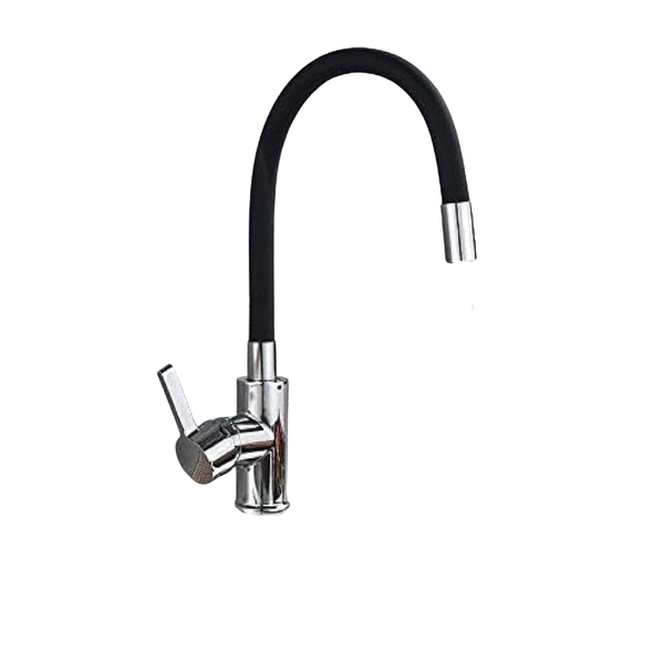 Kitchen Sink Faucet Flexible Rubber Neck Hot Cold Black Pipe Chrome