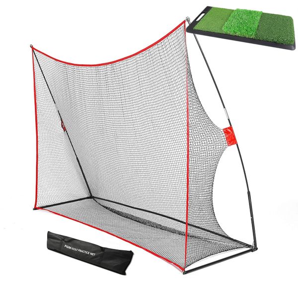 Golf Net Golf Hitting Net 3x2.1x0.9m with 3in1 Golf Training Turf Lawn 65x30cm