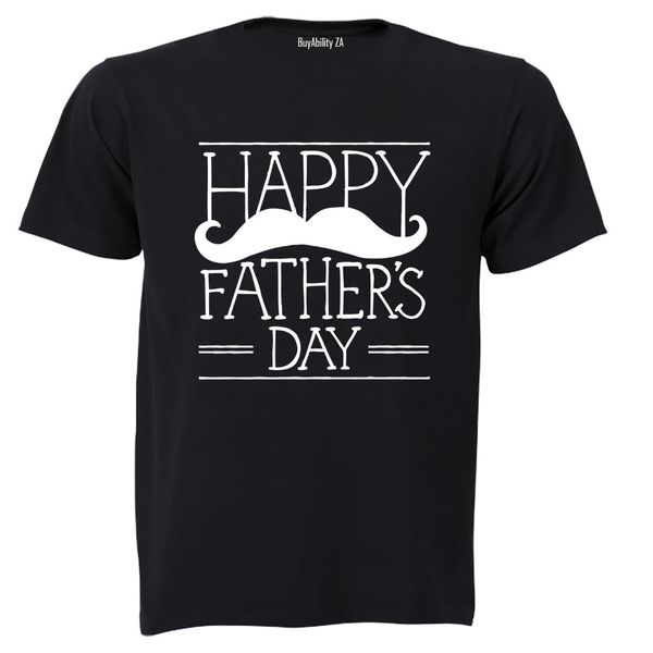Happy Fathers Day - Mustache - Mens - T-Shirt - White