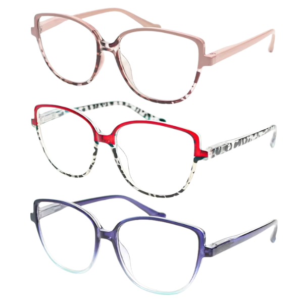 3-Pack Stylish Women's Cat-Eye Reading Glasses