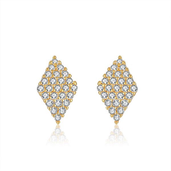 Gold Plated Diamond Shaped Stud Earrings in Sterling Silver by Zana Jewels