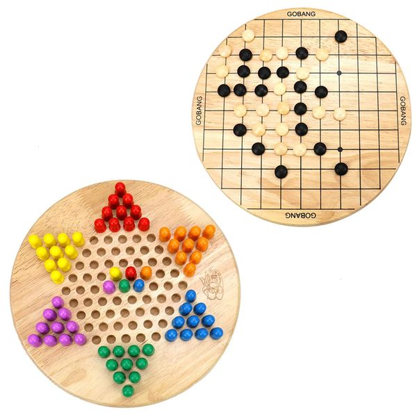 Pack Of 2 Wooden Chinese Checkers &amp; Gobang Board Games