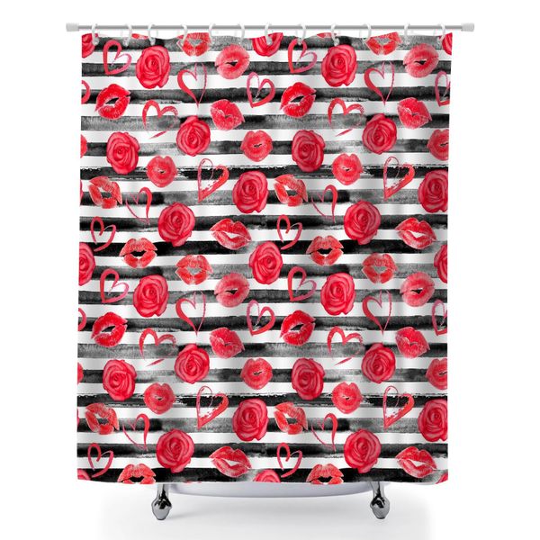 Bath Shower Curtain, Luxury Vintage Heart Bathroom Accessories for Bathroom